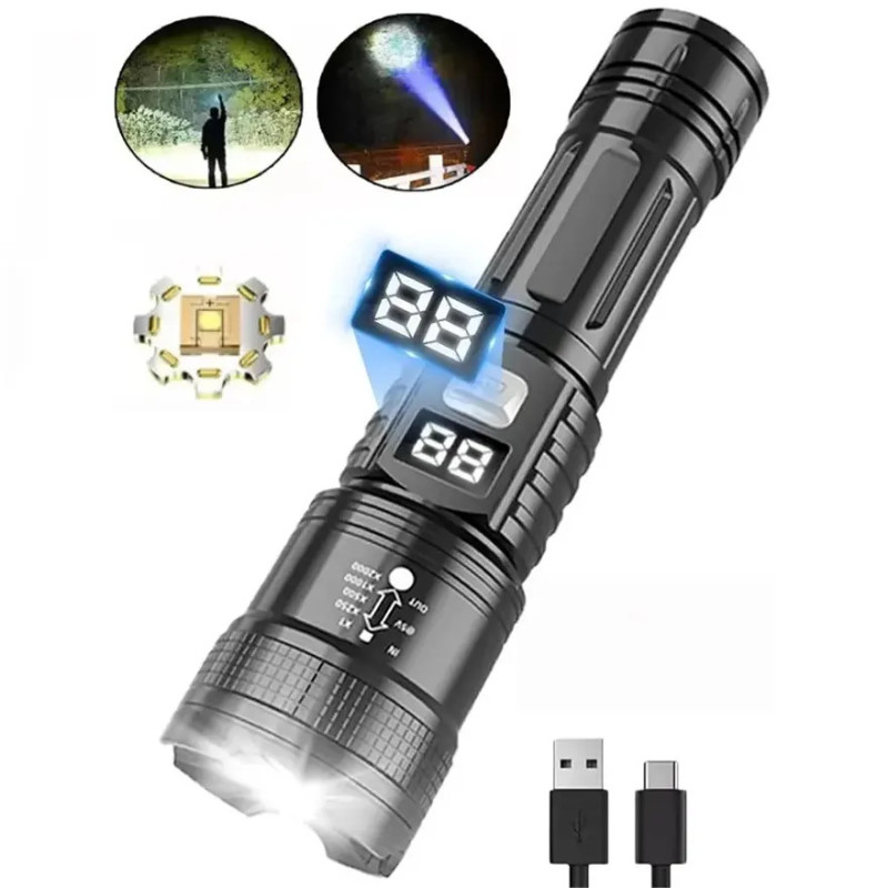 Linterna LED USB 800mAh 10,000lm