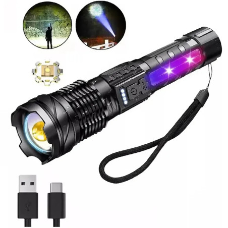 Linterna LED USB 2600mAh + Estrobo