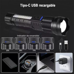 Linterna LED USB 2600mAh + Estrobo
