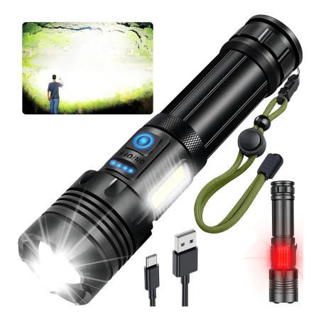 Linterna LED USB 5000mAh + COB + Powerbank + AAA