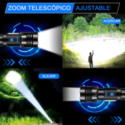 Linterna LED USB 5000mAh + COB + Powerbank + AAA