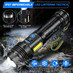 Linterna LED USB 5000mAh + COB + Powerbank + AAA